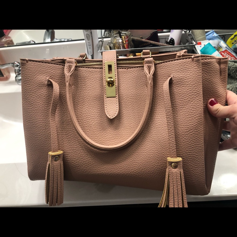 Pink Tote woth Gold Emblemishments
